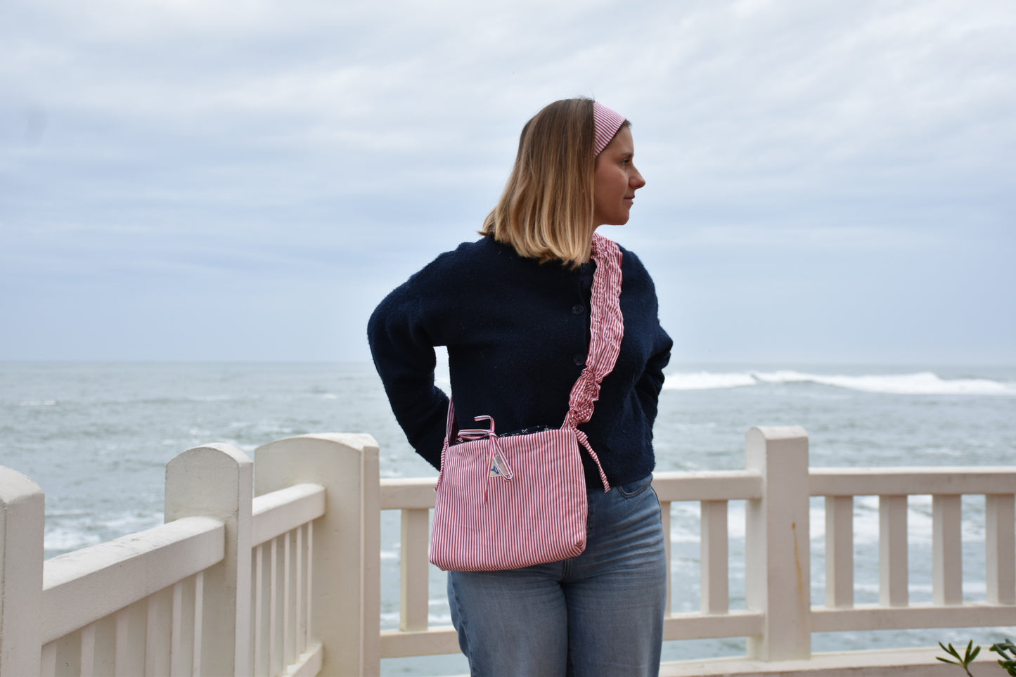 Sac ajustable reversible rayures rouges / étoile de mer