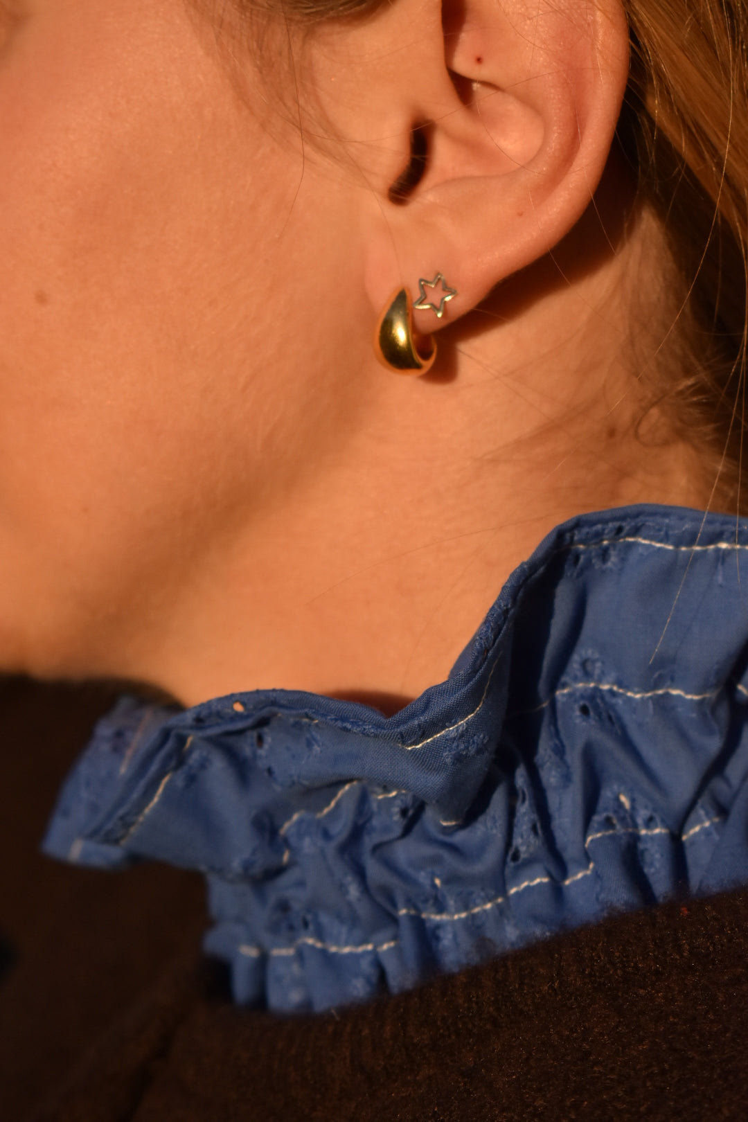 Col victorien broderie bleue