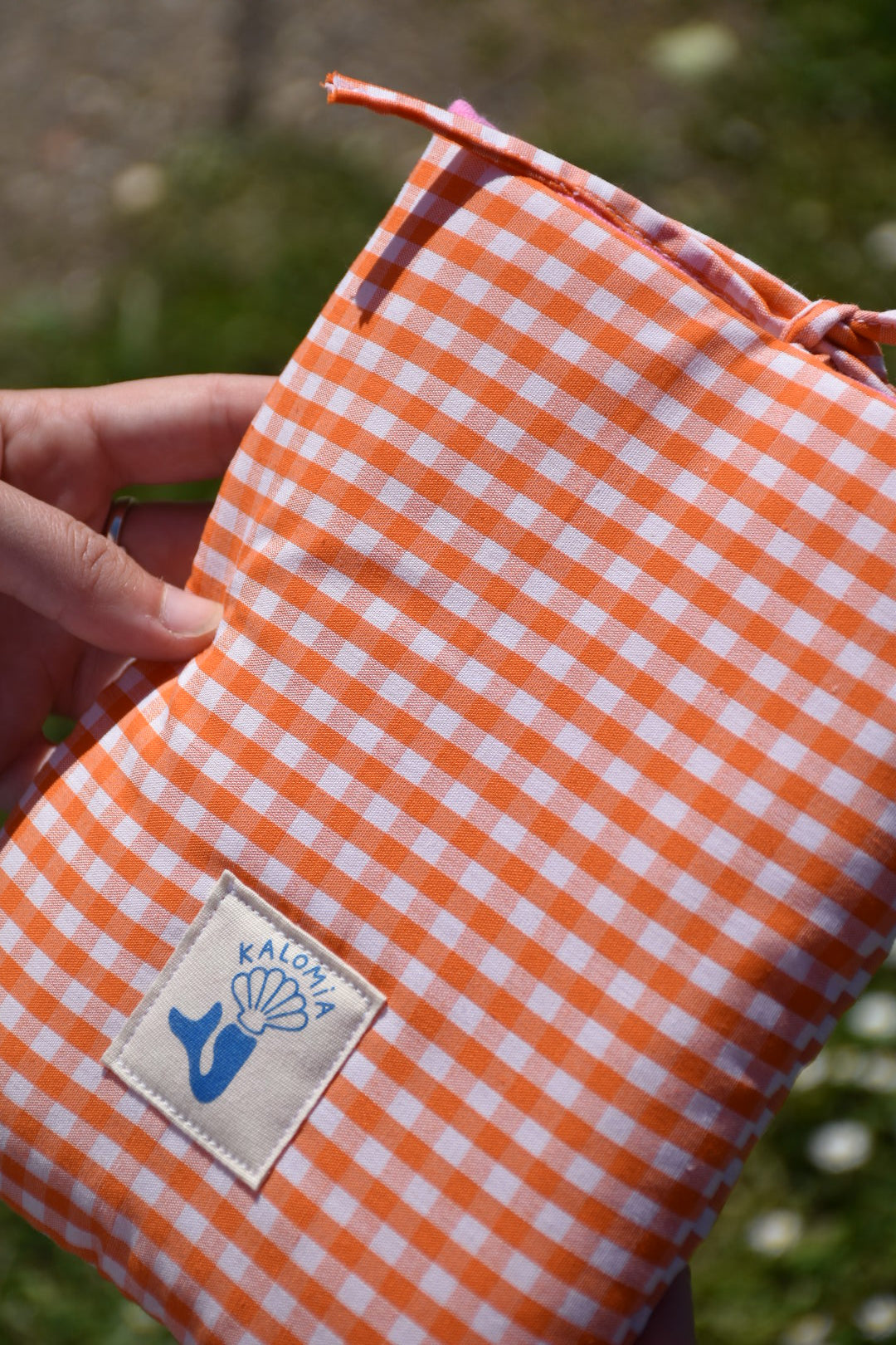 Pochette de livres vichy orange- Format Poche