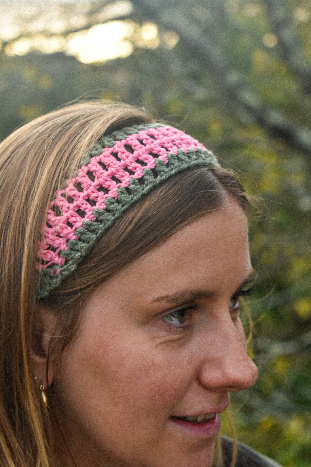 Bandeau crochet Rose Kaki