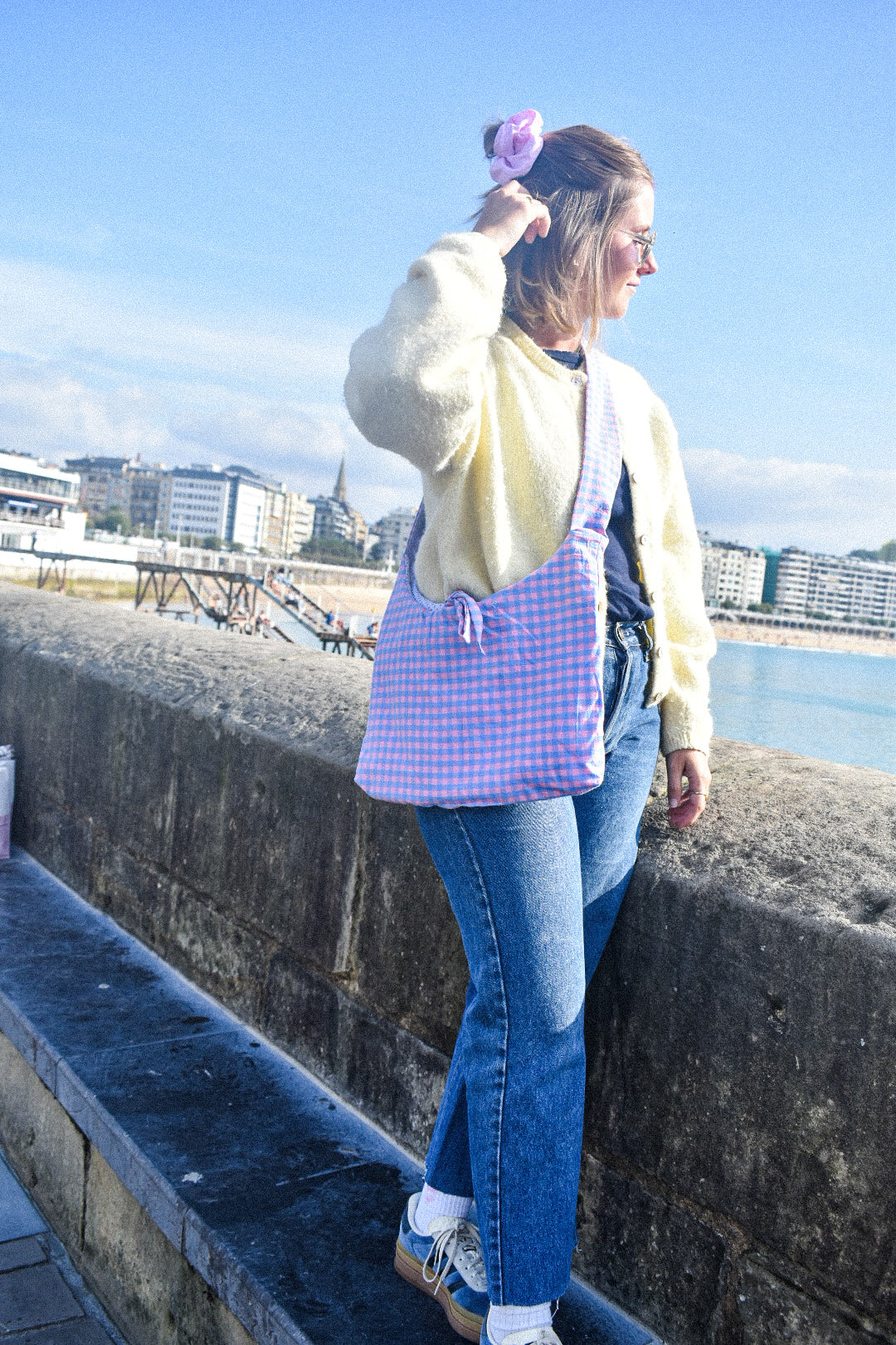 Le sac Perlette Réversible Vichy Rose Bleu & Petites fleurs