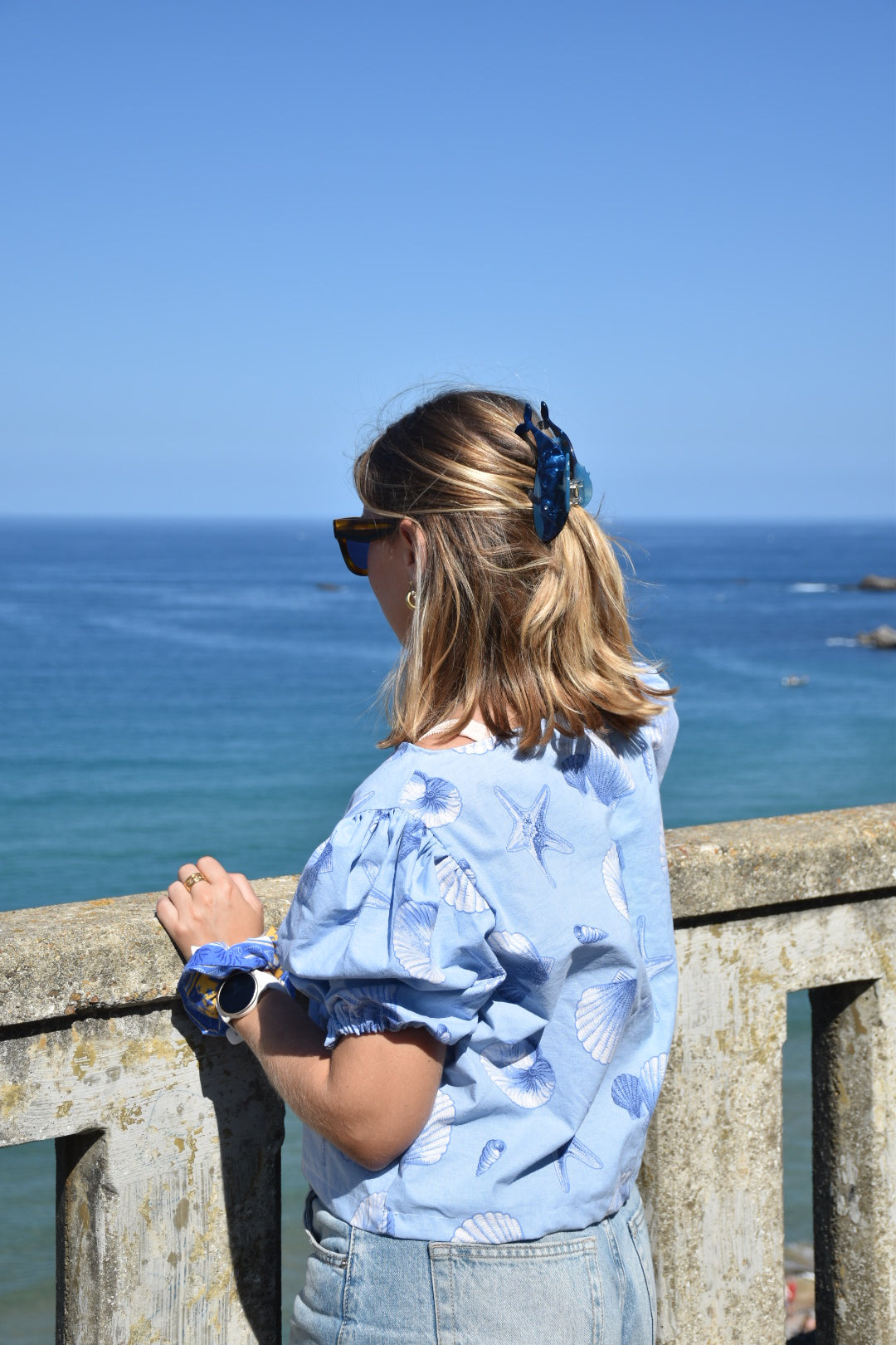 Blouse coquillages bleus - Upcyclé
