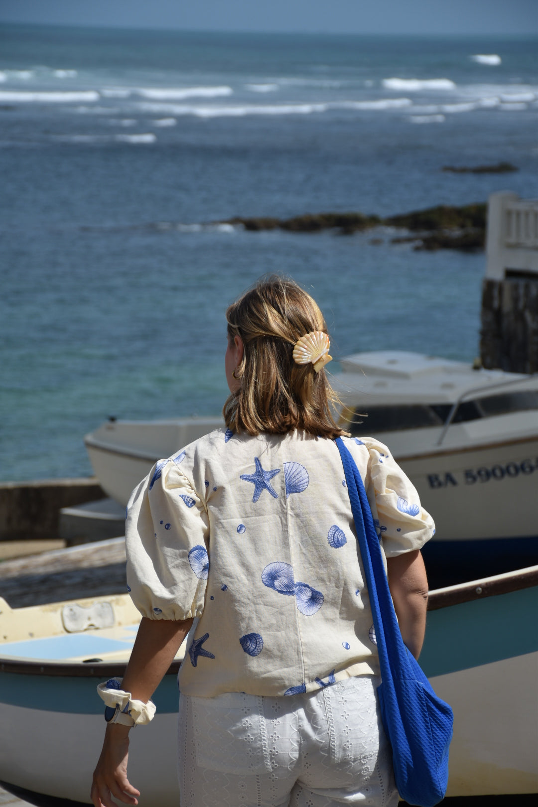 Blouse coquillages upcyclé