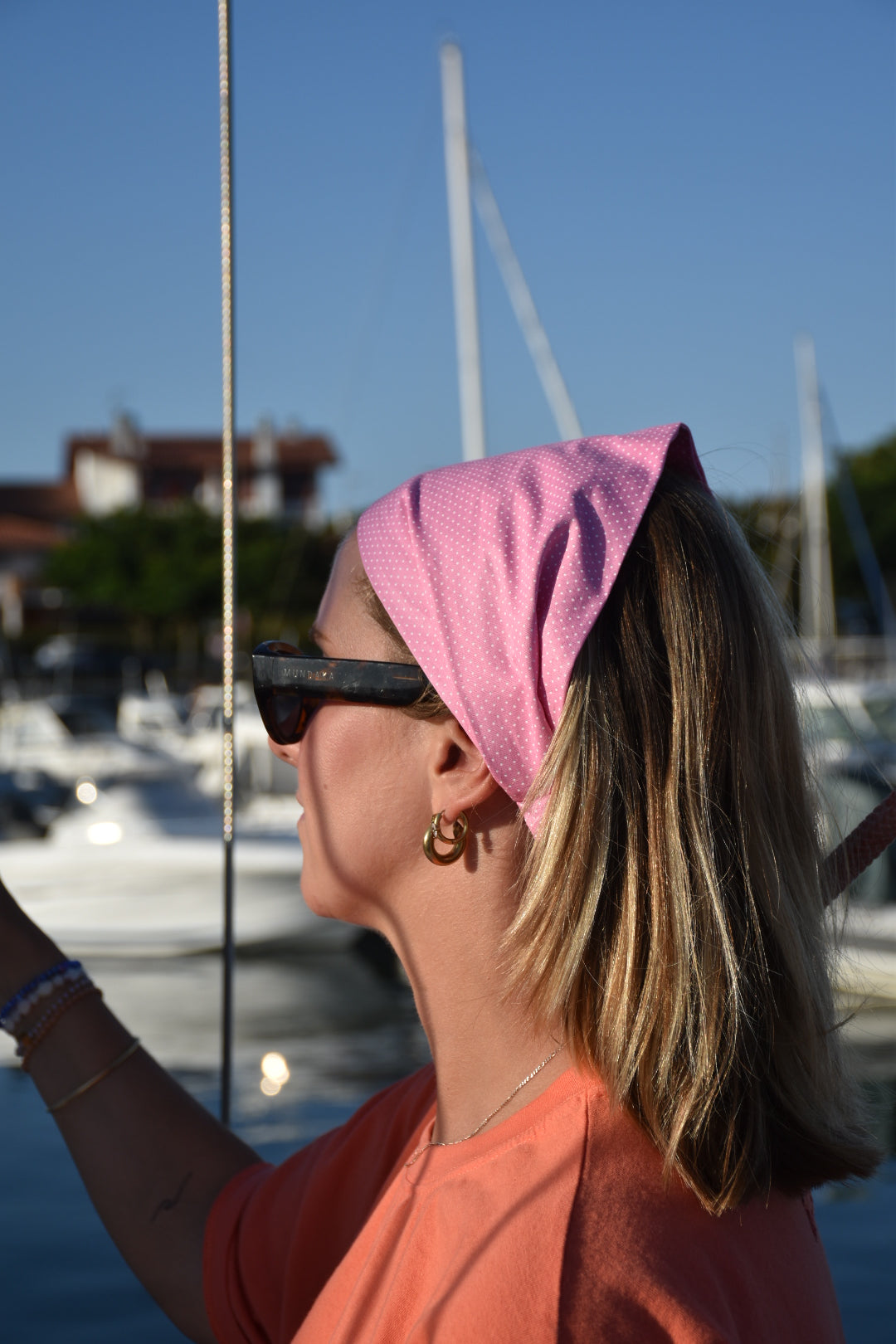 Bandana Bella - Rose à pois