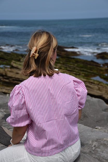 Blouse rayures roses - modèle unique