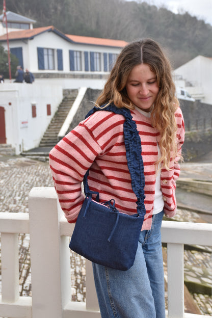 Sac ajustable reversible rayures rouges / denim