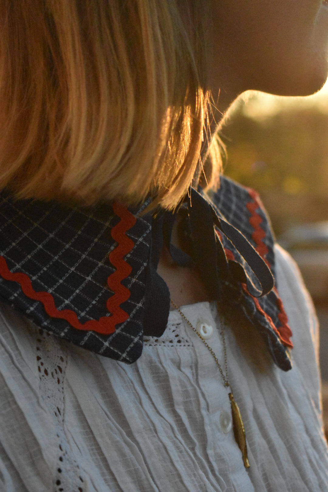 Col Claudine carreaux bleu