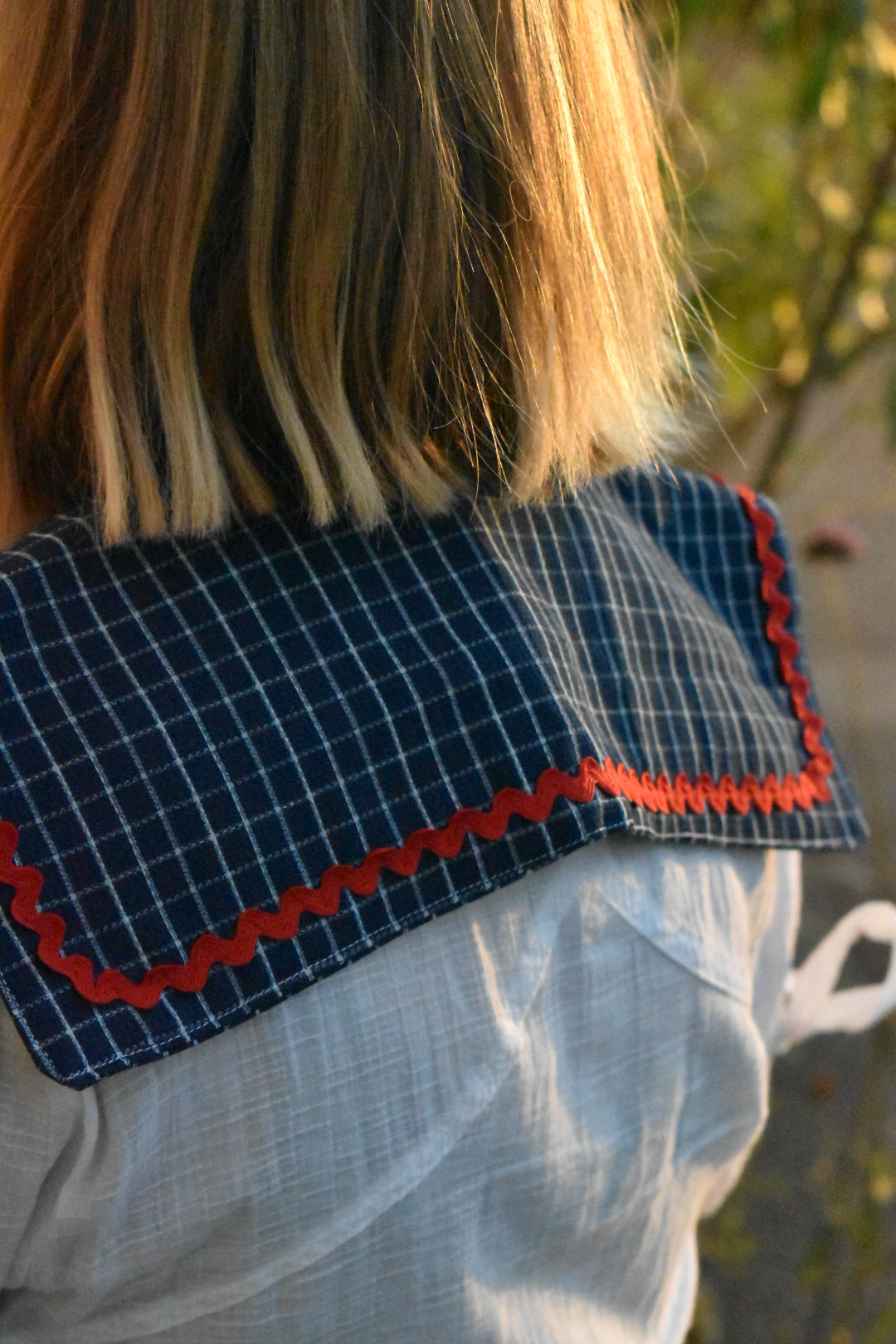 Col Claudine carreaux bleu