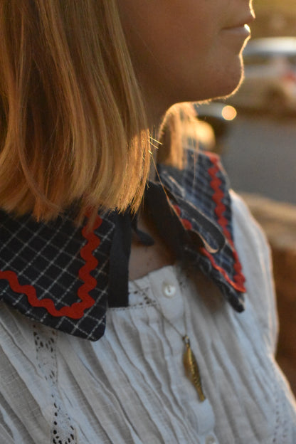 Col Claudine carreaux bleu