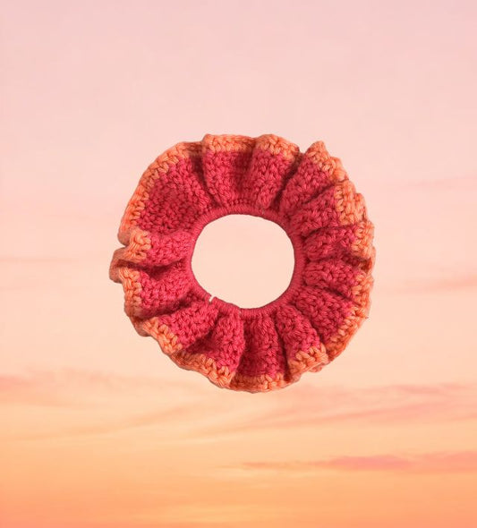 Chouchou crochet Rose Orange