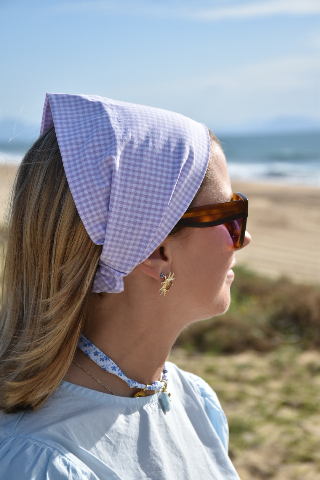 Bandana vichy Lilas