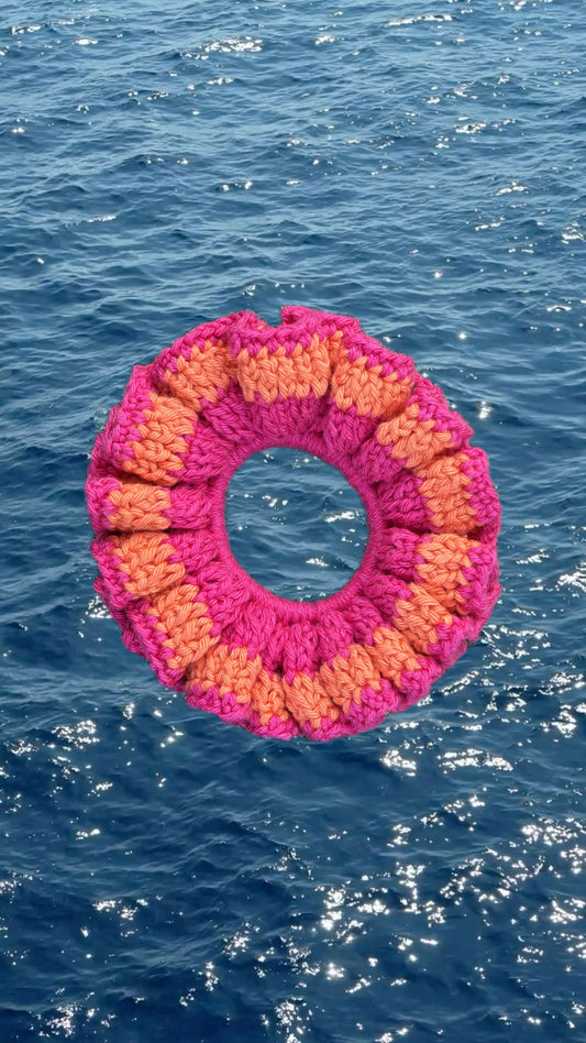 Chouchou crochet Orange Fuschia