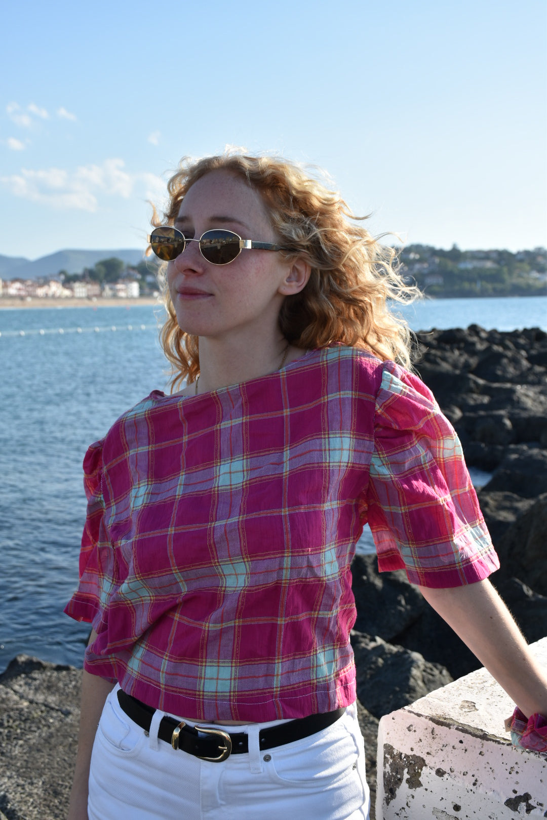 Blouse carreaux fuchsia