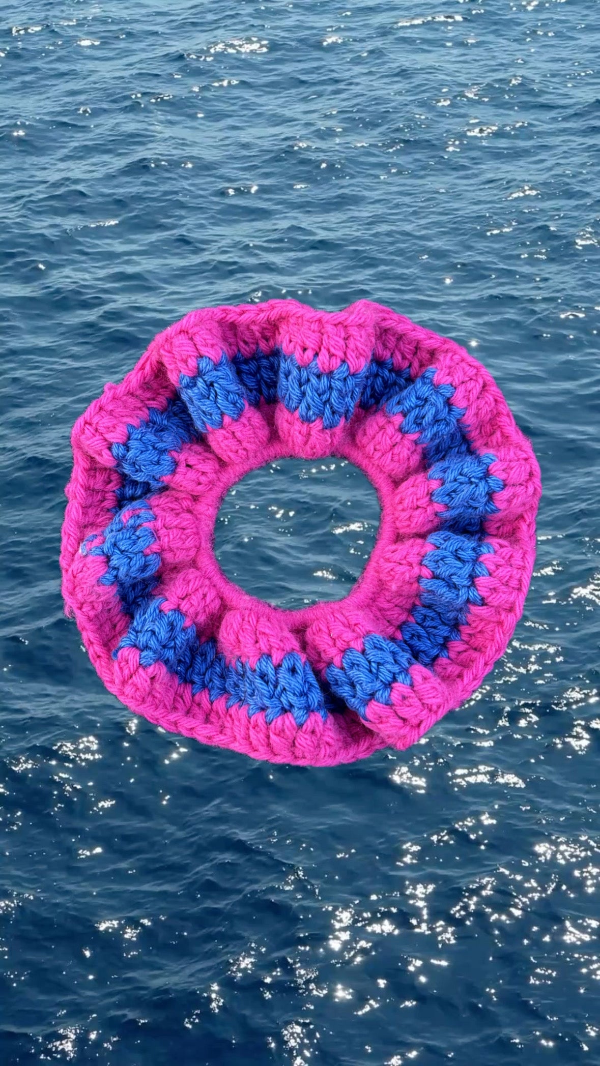 Chouchou crochet Fuschia Bleu
