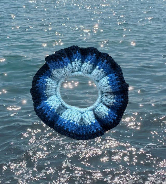 Chouchou crochet Nuances de Bleu