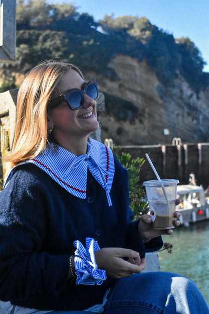 Col Claudine rayures bleues upcyclé