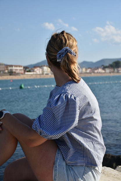 Blouse mini vichy bleu