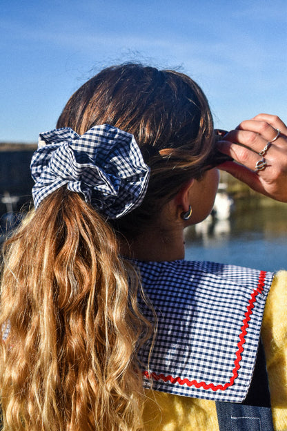 Chouchou froufrou vichy bleu