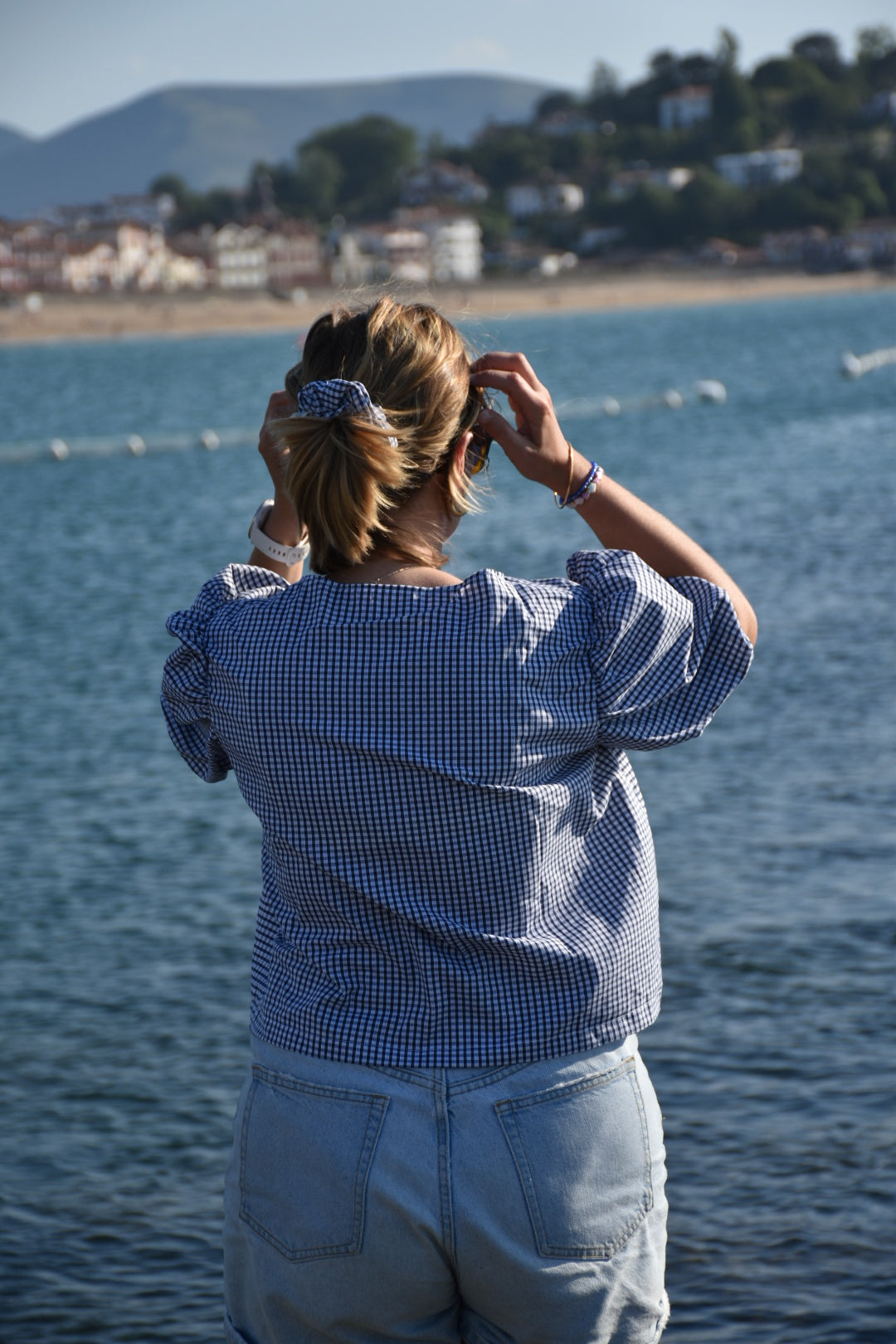 Blouse mini vichy bleu