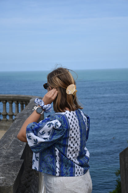Blouse provençale bleue Upcyclé