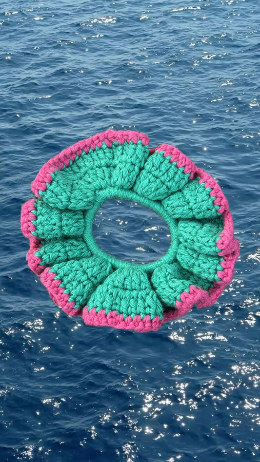 Chouchou crochet Vert Fuschia