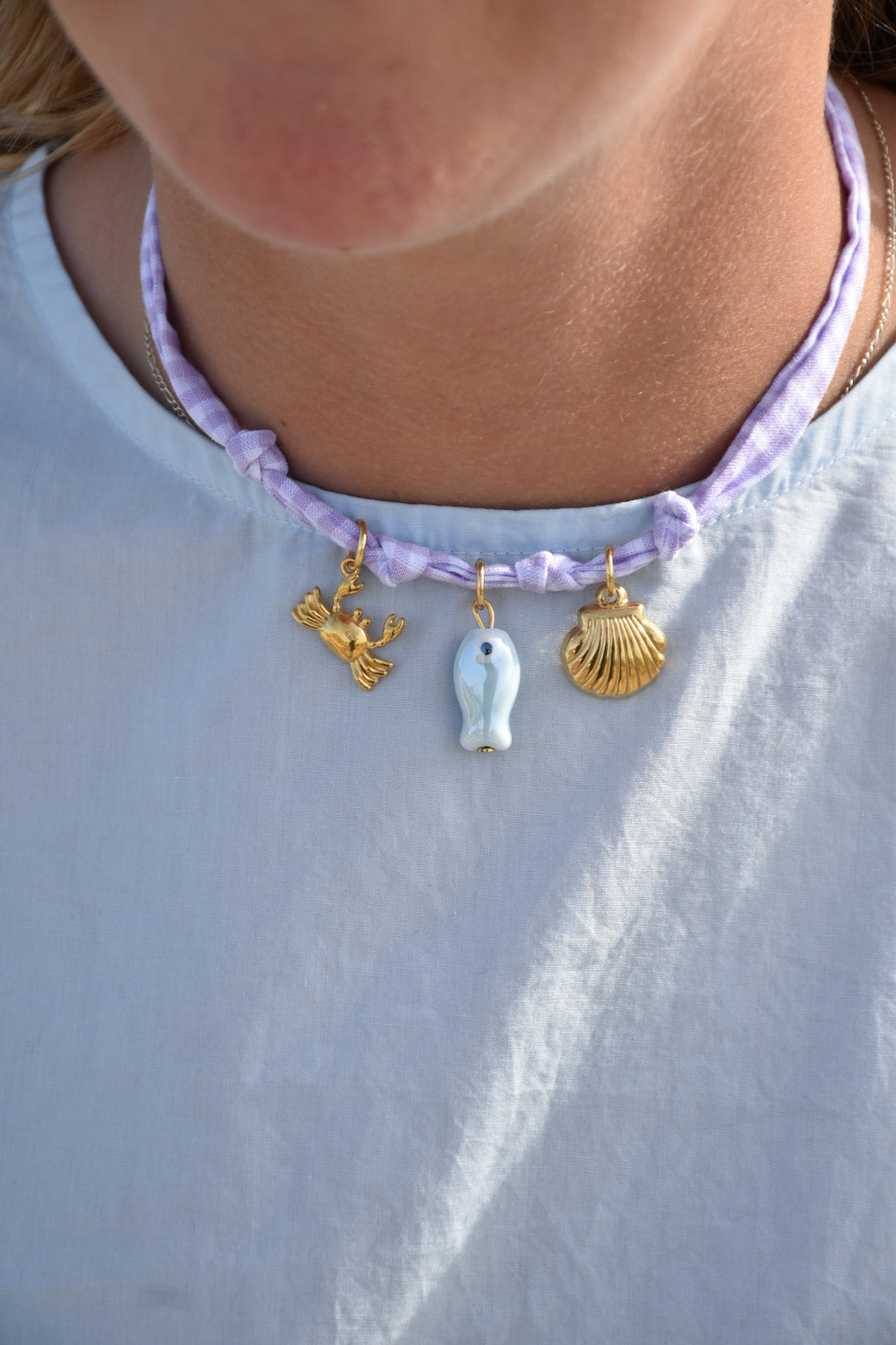 Collier de l’océan vichy lilas - pièce unique