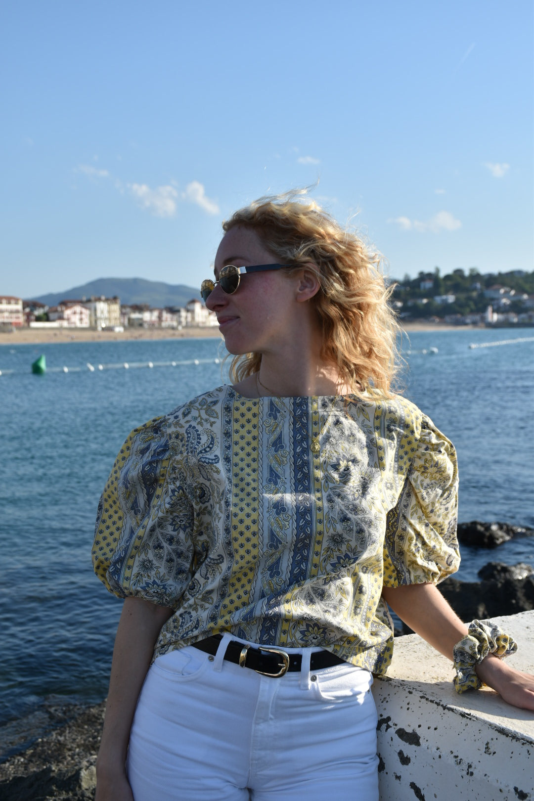 Blouse provençale jaune upcyclé - modèle unique