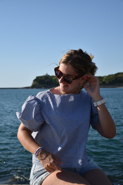 Blouse mini vichy bleu