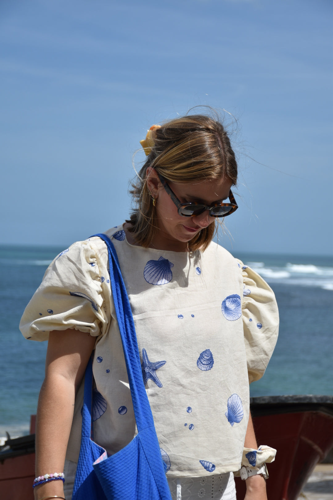 Blouse coquillages upcyclé
