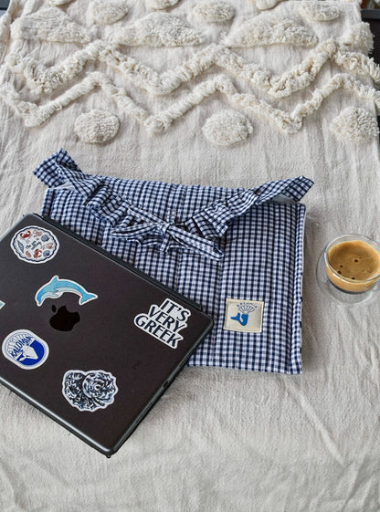 Pochette d’iPad vichy bleu