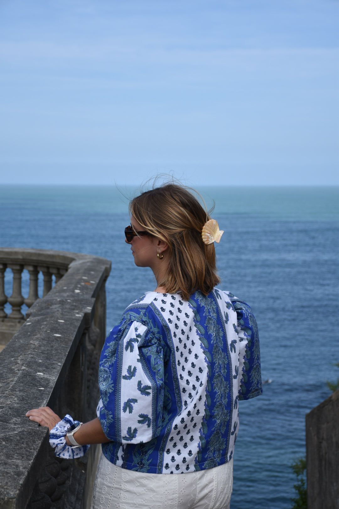Blouse provençale bleue Upcyclé