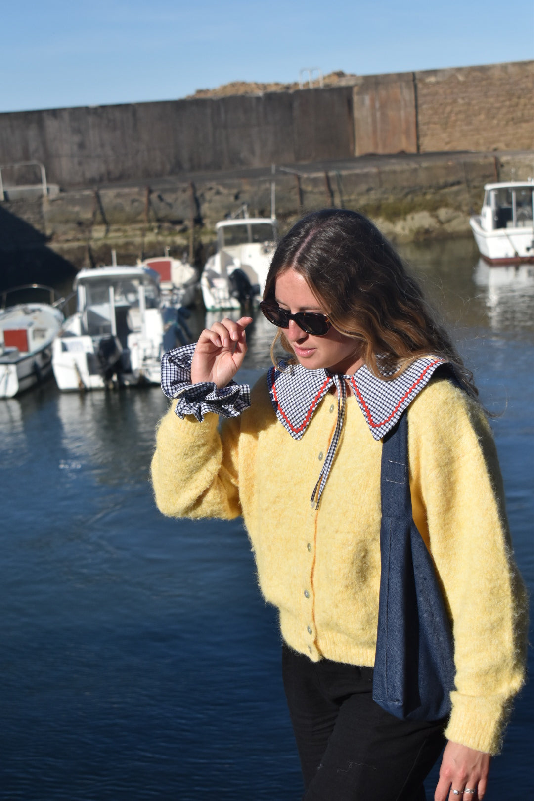 Col Claudine vichy bleu