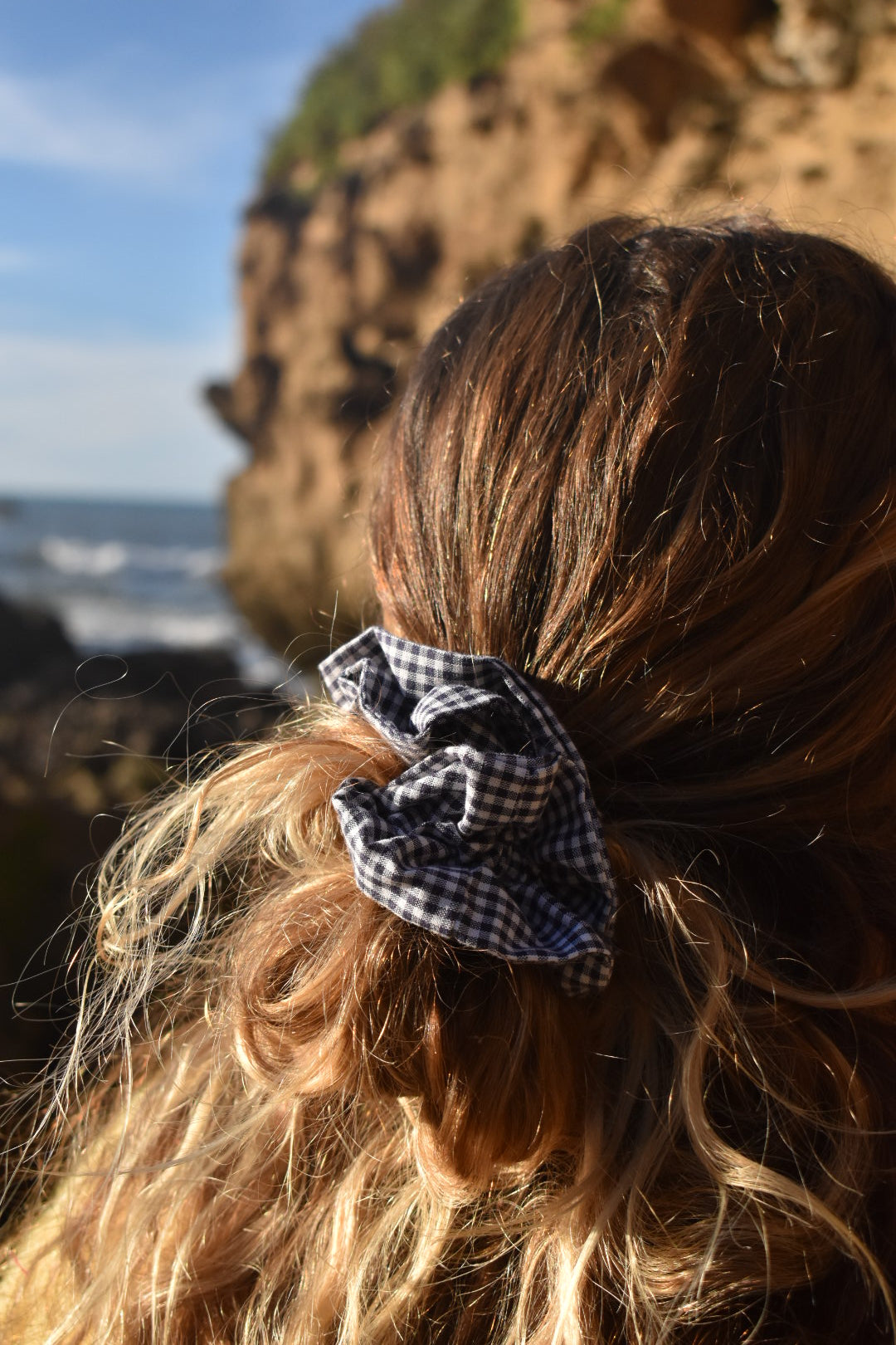 Chouchou froufrou vichy bleu