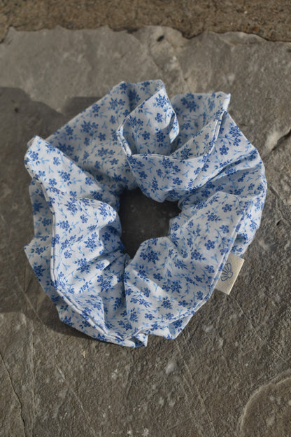 Chouchou froufrou fleurs bleues