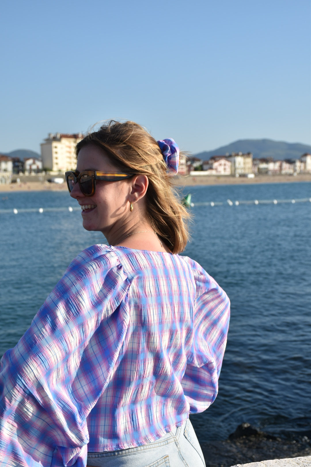 Blouse manches longues carreaux