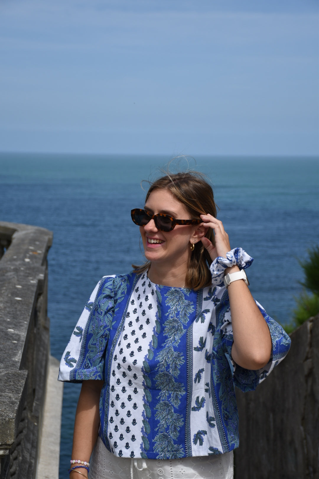 Blouse provençale bleue Upcyclé