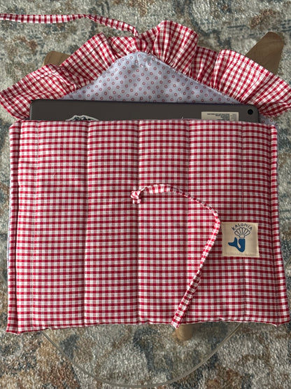 Pochette d’iPad vichy rouge