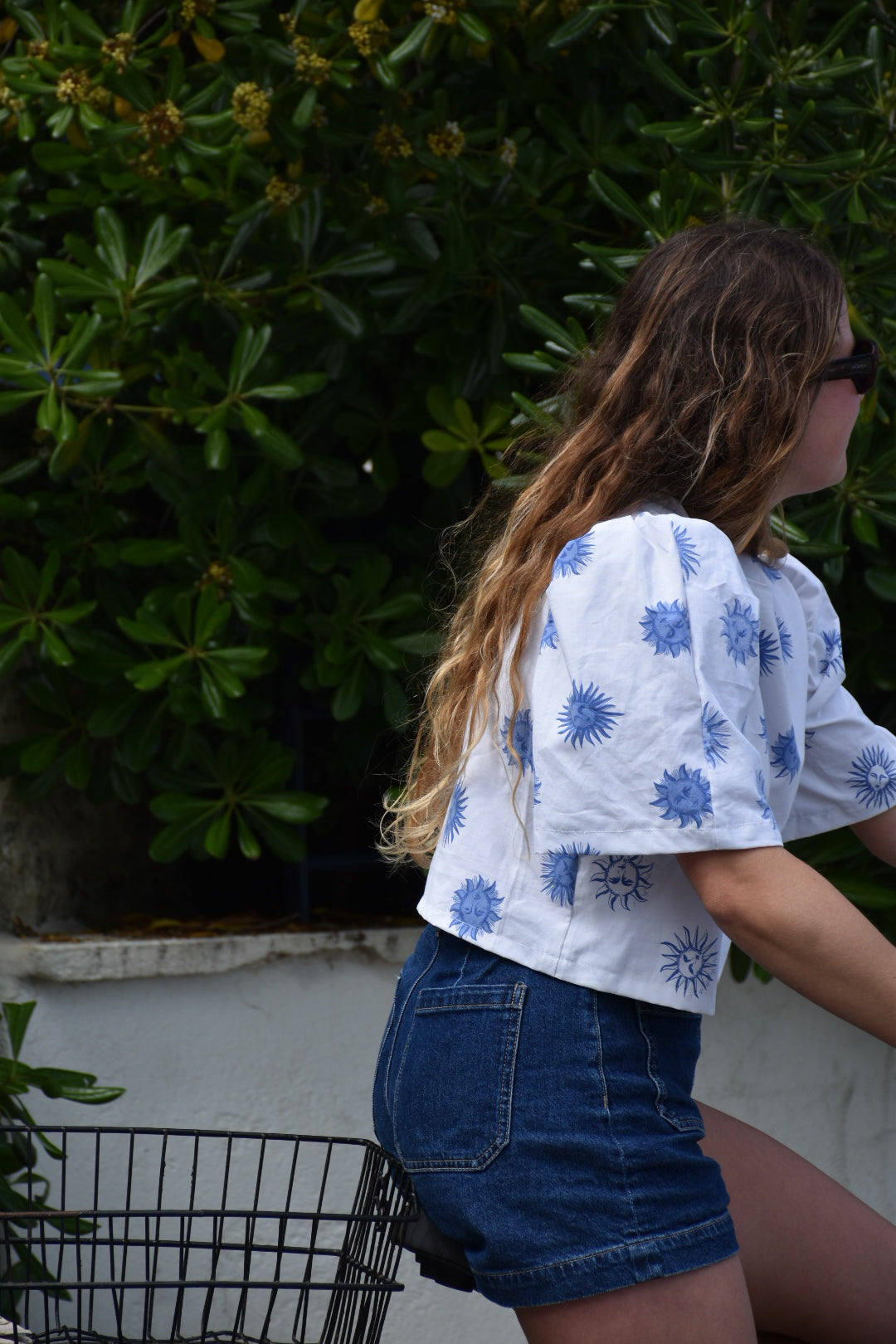 Blouse Soleil bleu Upcyclé - Modèle unique