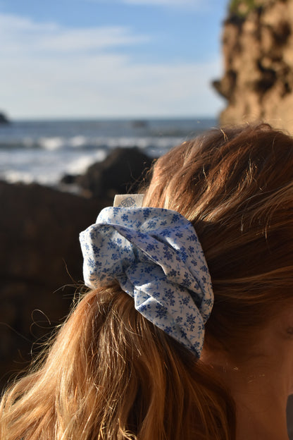 Chouchou froufrou fleurs bleues