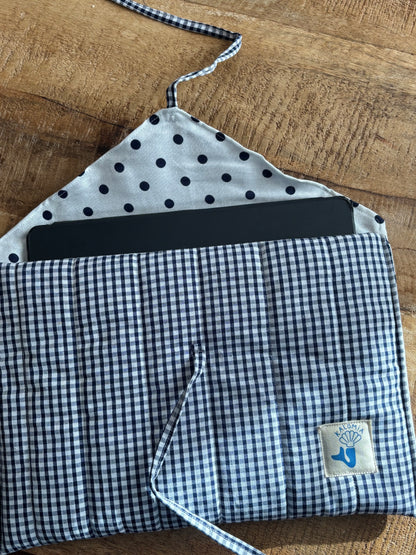 Pochette d’iPad vichy bleu simple