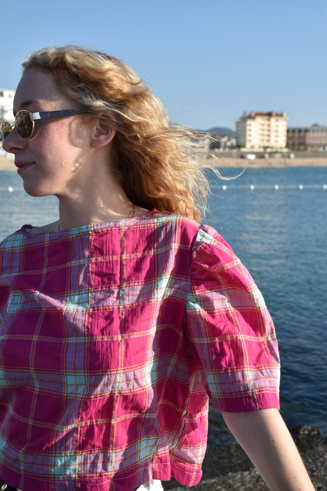 Blouse carreaux fuchsia