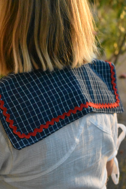 Col Claudine carreaux bleu