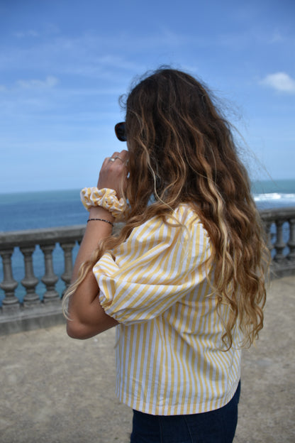 Blouse rayures jaunes Upcyclé - modèle unique