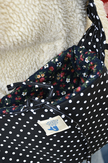 Sac ajustable réversible polka dot / fleurs velours