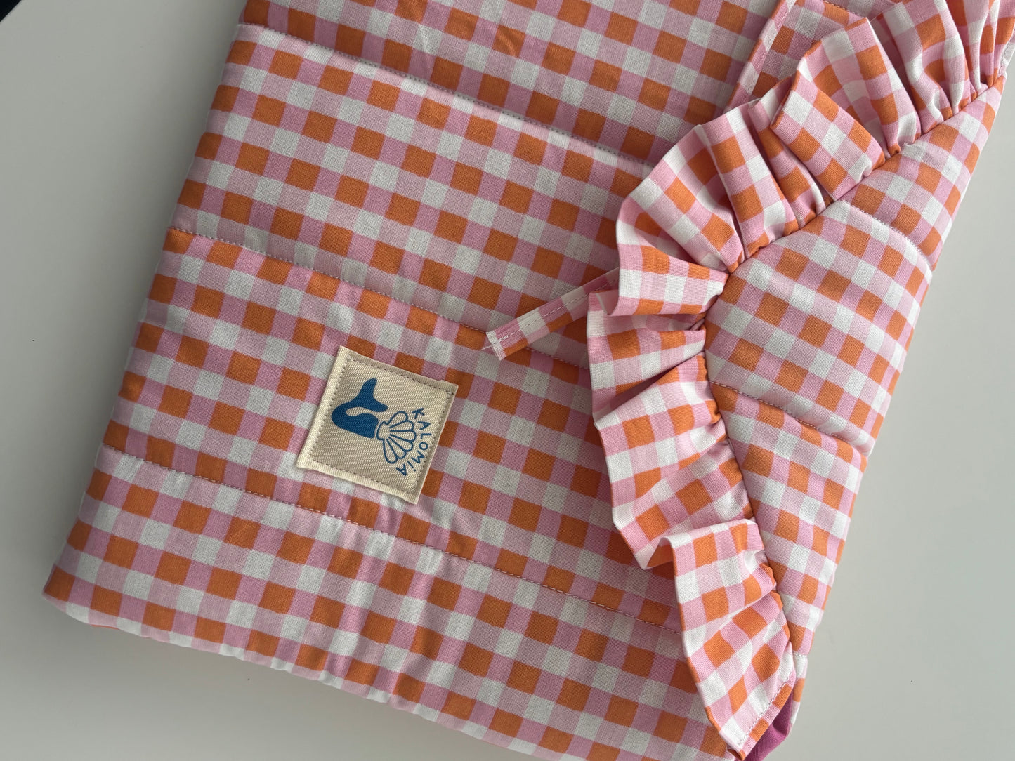 Pochette d'Ipad / Tablette - Vichy rose et orange