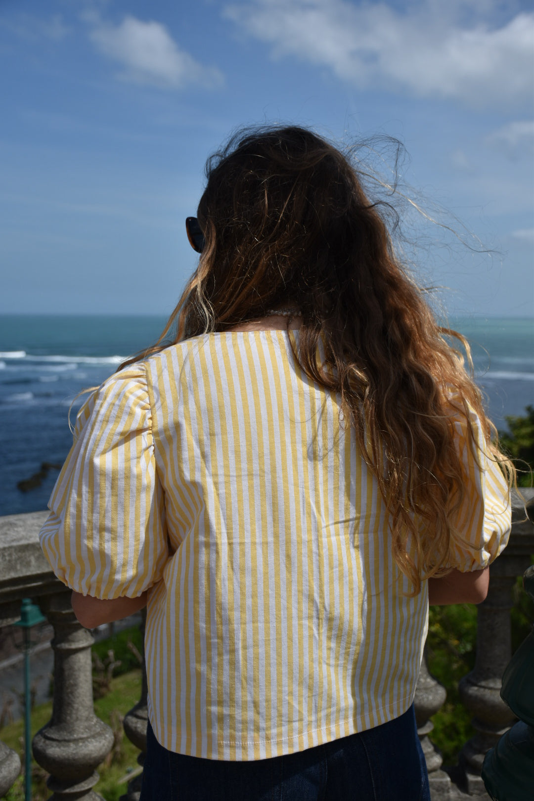 Blouse rayures jaunes Upcyclé - modèle unique