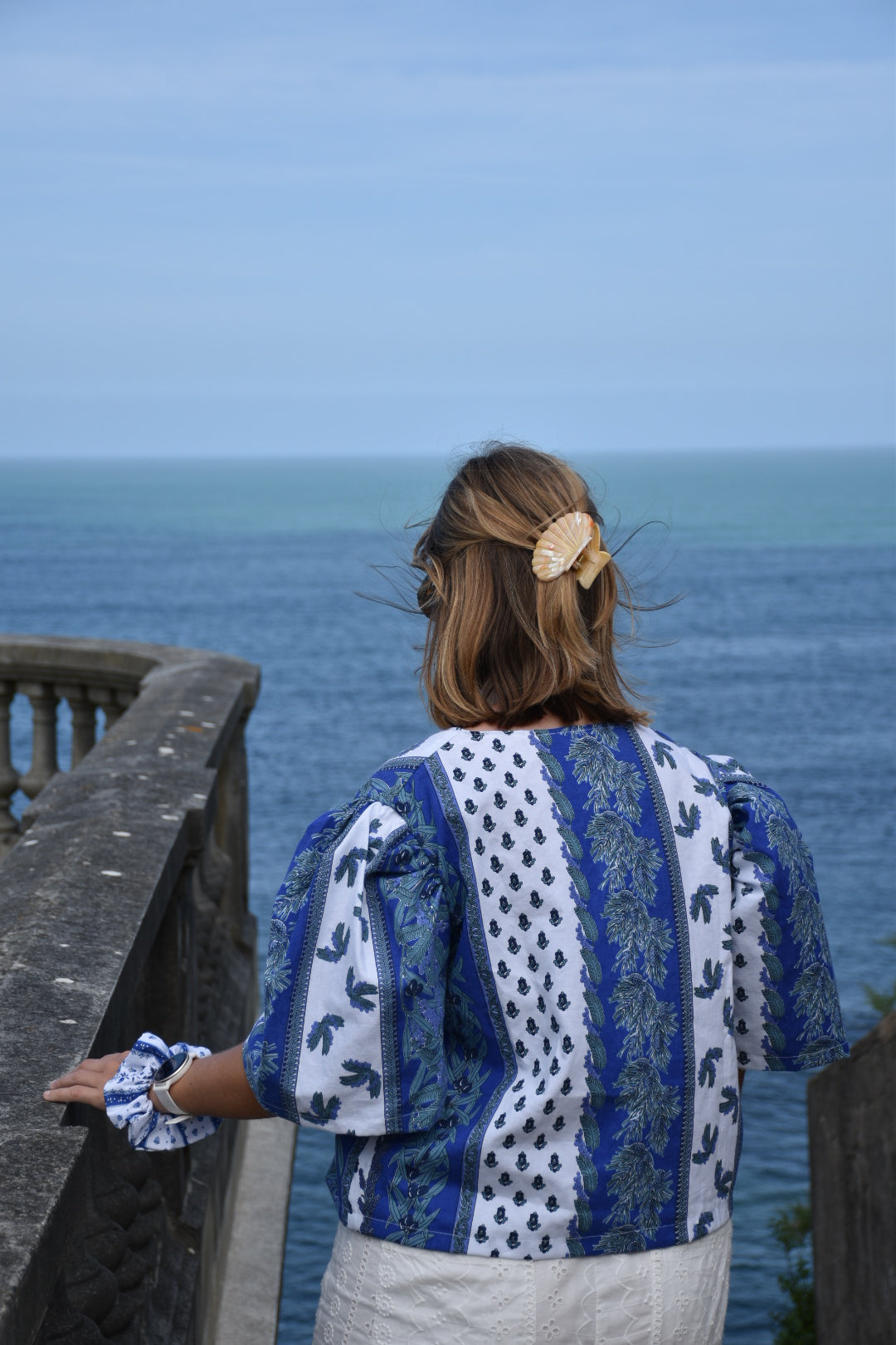 Blouse provençale bleue Upcyclé