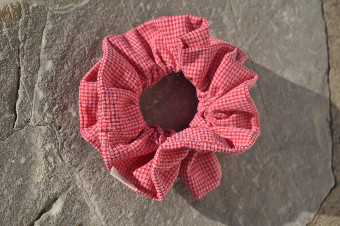 Chouchou froufrou vichy rose rouge