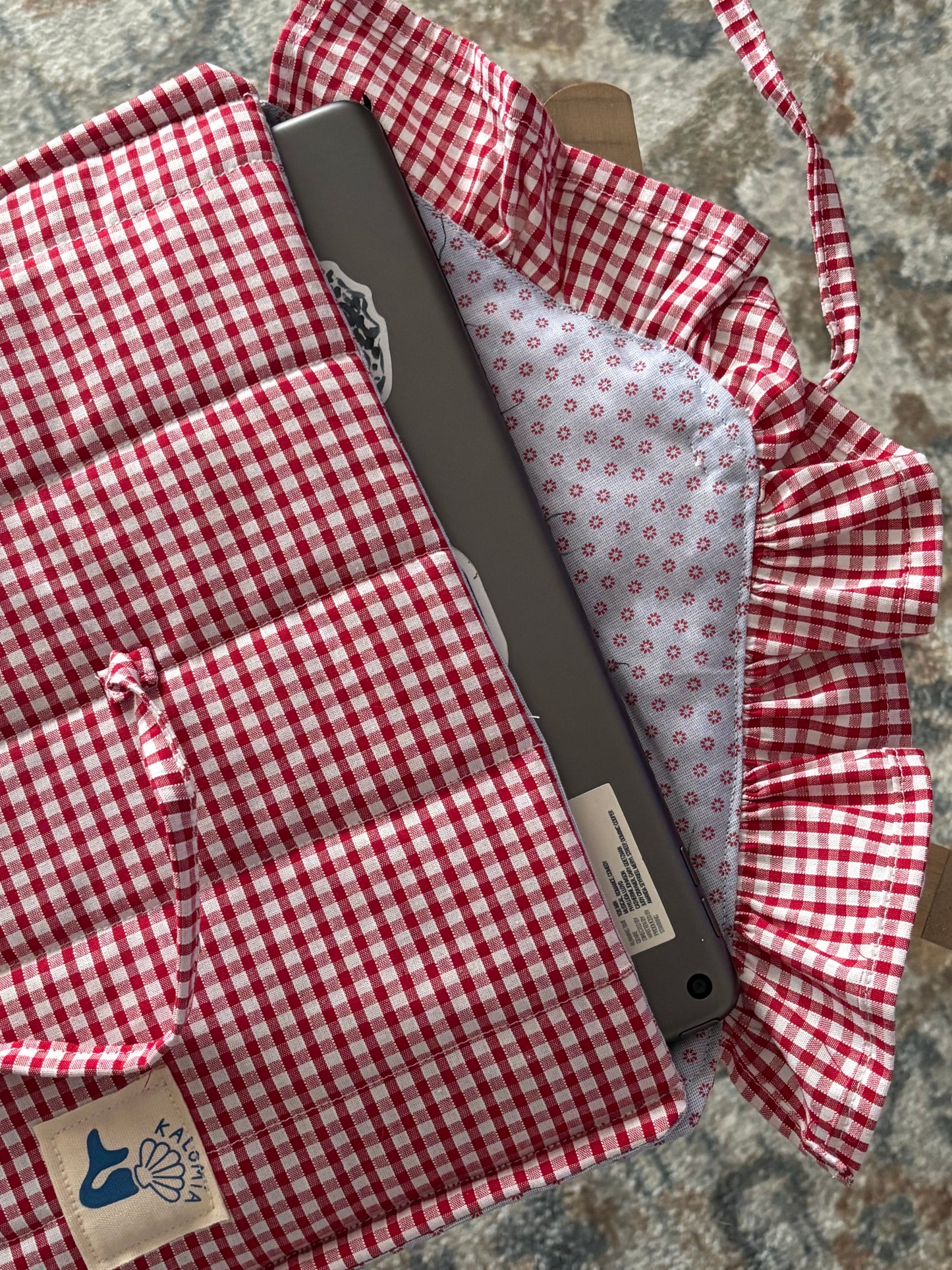 Pochette d’iPad vichy rouge