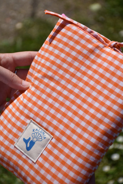 Pochette de livres vichy orange- Format Poche